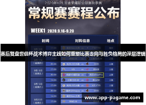 赛后复盘世俱杯战术博弈主线如何重塑比赛走向与胜负格局的深层逻辑