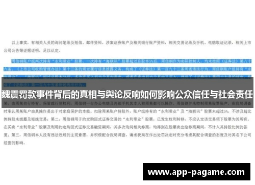 魏震罚款事件背后的真相与舆论反响如何影响公众信任与社会责任